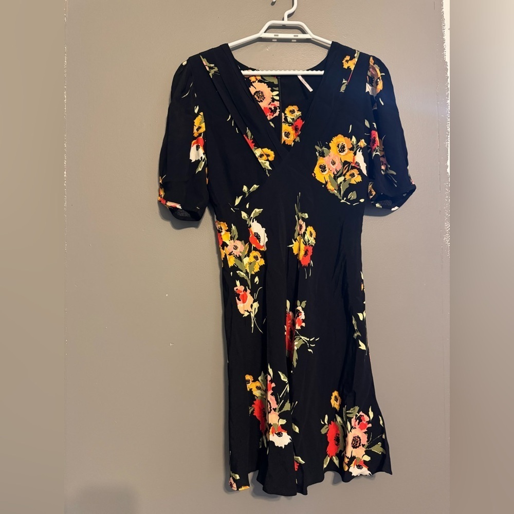 Free People Black Dress with Floral Accents